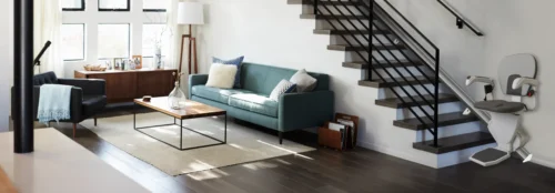 living room interior with Leaf Home stair lift