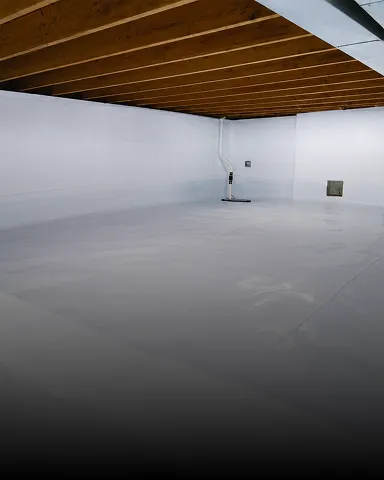 Home basement with waterproofing materials installed