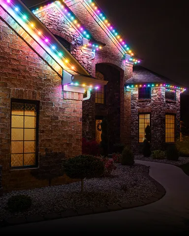 Roofline lighting on a home