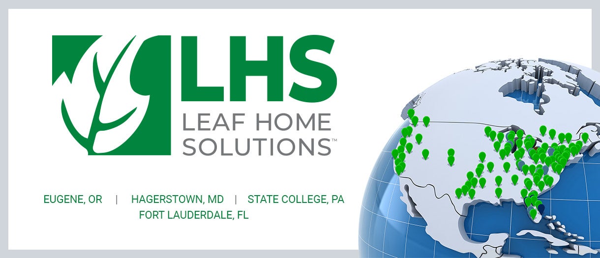Leaf Home Solutions map of office openings: Eugene, PR; Hagerstown, MD; State College, PA; Fort