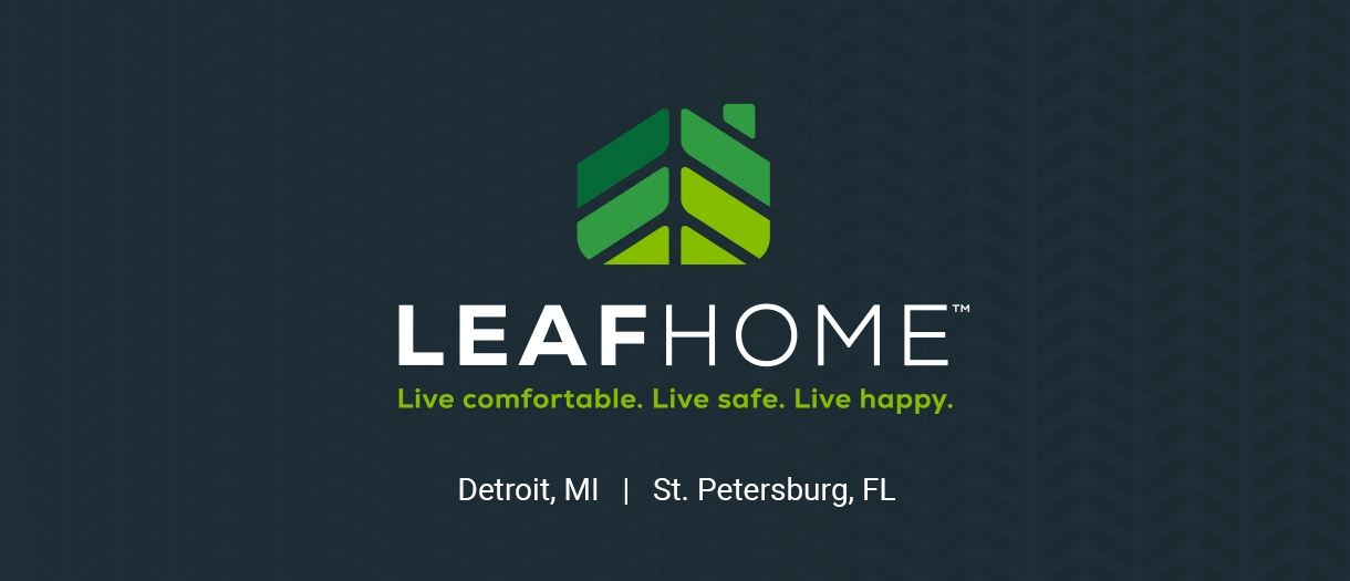 leaf home logo announcement for detroit and st. petersburg