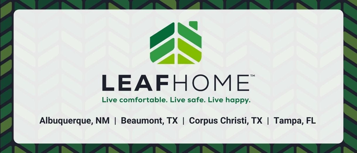 leaf home graphic announcement for new office openings
